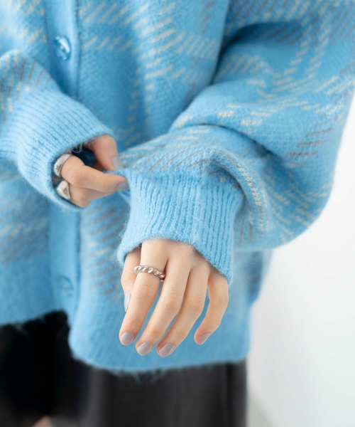 WEGO(ウィゴー)の「WEGO/モヘアタッチカラーチェックカーデ(カーディガン/ボレロ・レディース・オレンジ/ブルー/アイボリー・FREE)」の8枚目の写真