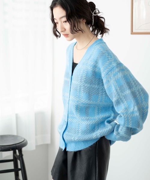 WEGO(ウィゴー)の「WEGO/モヘアタッチカラーチェックカーデ(カーディガン/ボレロ・レディース・オレンジ/ブルー/アイボリー・FREE)」の15枚目の写真