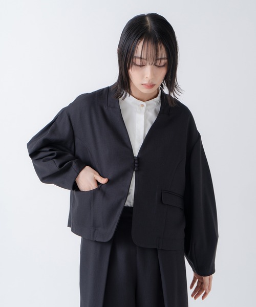 WHYTO.(ホワイト)の「「WHYTO./ホワイト」リネンライクジャケット(その他アウター・レディース・ナチュラル/ブラック・36/38)」の11枚目の写真