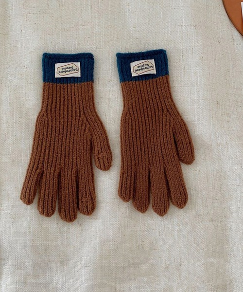 aimoha（アイモハ）の「【aimoha-KIDS-】子供服　リブニットバイカラーグローブ（手袋・キッズ・オフホワイト/グレー/ブルー/チョコ/ピンク系その他/ブラック/グリーン/レッド/ネイビー・FREE）」の5枚目の写真