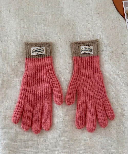 aimoha（アイモハ）の「【aimoha-KIDS-】子供服　リブニットバイカラーグローブ（手袋・キッズ・オフホワイト/グレー/ブルー/チョコ/ピンク系その他/ブラック/グリーン/レッド/ネイビー・FREE）」の8枚目の写真