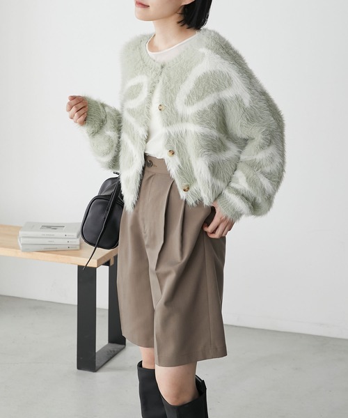 forksy.（フォルクシー）の「【forksy.】ニュアンスシャギーニットショートカーディガン（カーディガン/ボレロ・レディース・チャコール/アイボリー/ライトグリーン・FREE）」の3枚目の写真