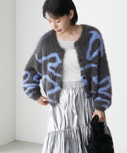 forksy.（フォルクシー）の「【forksy.】ニュアンスシャギーニットショートカーディガン（カーディガン/ボレロ・レディース・チャコール/アイボリー/ライトグリーン・FREE）」の12枚目の写真