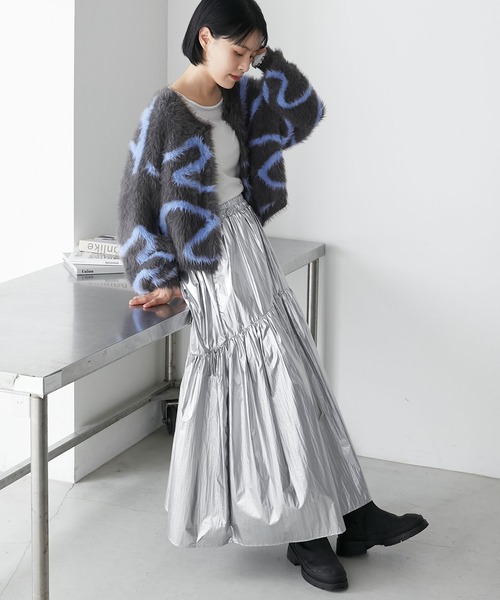 forksy.（フォルクシー）の「【forksy.】ニュアンスシャギーニットショートカーディガン（カーディガン/ボレロ・レディース・チャコール/アイボリー/ライトグリーン・FREE）」の18枚目の写真