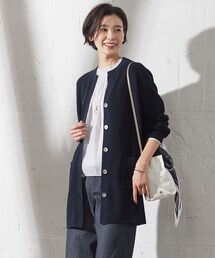 【洗える】ORGANIC GASS COTTON キーネック カーディガン