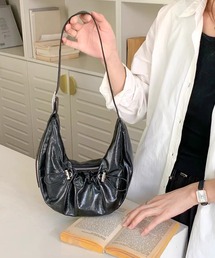 shopnikoniko | メタリック ドローコード ハーフムーンバッグ グリッター ラメ ワンハンドル ショルダーバッグ(ハンドバッグ)