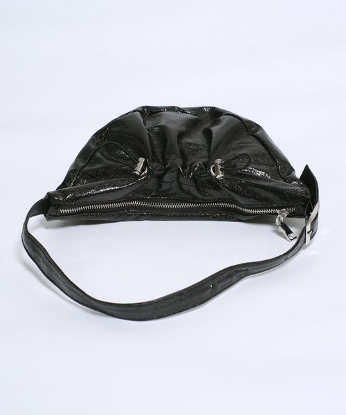 shopnikoniko（ショップニコニコ）の「メタリック ドローコード ハーフムーンバッグ グリッター ラメ ワンハンドル ショルダーバッグ（ハンドバッグ・レディース・シルバー/ブラック・フリー）」の11枚目の写真