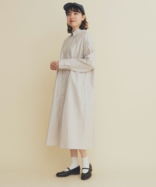 I am I in fact...(アイアムアイインファクト)の「数字刺繍 BIG ONEPIECE(シャツワンピース・レディース・グレイッシュベージュ/パープル・FREE)」の17枚目の写真
