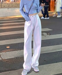 デニムパンツ（ホワイト/白色系・ストレート）ファッション通販