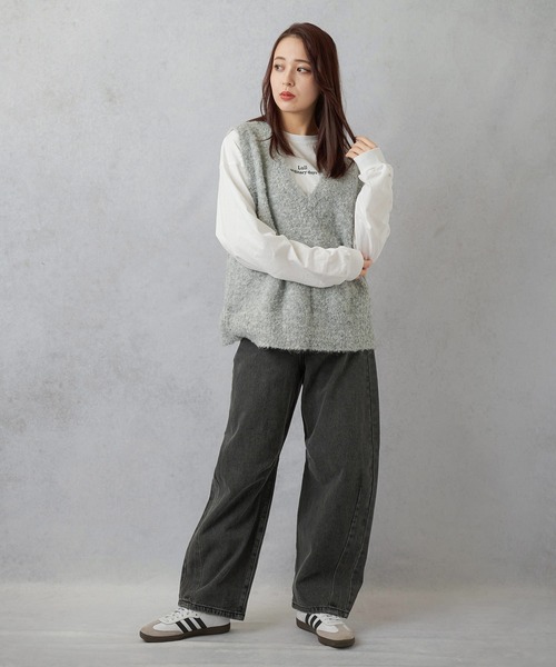 Lull（ルル）の「【Lull / ルル】ブークレニットベスト（ニット/セーター・レディース・ベージュ/チャコール/ライム/杢グレー・ONESIZE）」の17枚目の写真