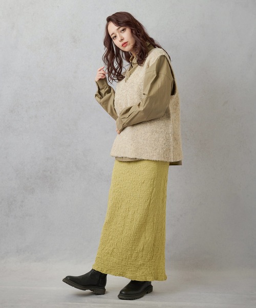 Lull（ルル）の「【Lull / ルル】ブークレニットベスト（ニット/セーター・レディース・ベージュ/チャコール/ライム/杢グレー・ONESIZE）」の20枚目の写真