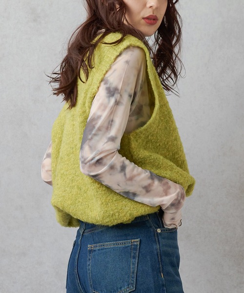 Lull（ルル）の「【Lull / ルル】ブークレニットベスト（ニット/セーター・レディース・ベージュ/チャコール/ライム/杢グレー・ONESIZE）」の15枚目の写真