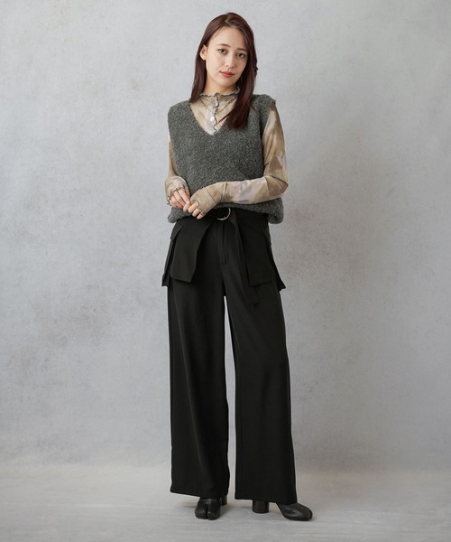 Lull（ルル）の「【Lull / ルル】ブークレニットベスト（ニット/セーター・レディース・ベージュ/チャコール/ライム/杢グレー・ONESIZE）」の18枚目の写真