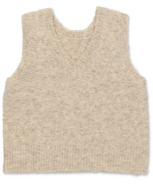 Lull（ルル）の「【Lull / ルル】ブークレニットベスト（ニット/セーター・レディース・ベージュ/チャコール/ライム/杢グレー・ONESIZE）」の5枚目の写真