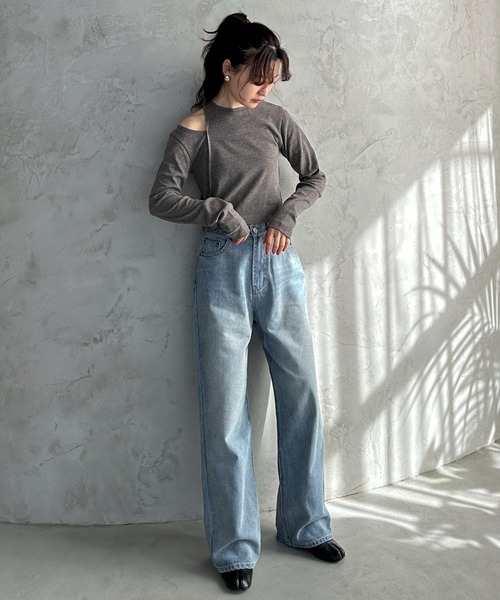 feepur（フェピュール）の「アシンメトリーリブロンTee（Tシャツ/カットソー・レディース・オートミール/チャコールグレー/オフホワイト/ブラック・MEDIUM）」の15枚目の写真