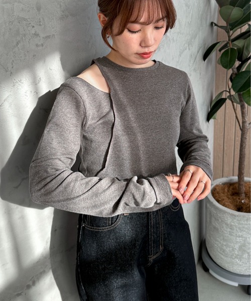 feepur（フェピュール）の「アシンメトリーリブロンTee（Tシャツ/カットソー・レディース・オートミール/チャコールグレー/オフホワイト/ブラック・MEDIUM）」の13枚目の写真