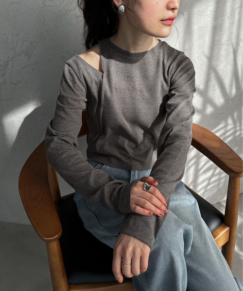 feepur（フェピュール）の「アシンメトリーリブロンTee（Tシャツ/カットソー・レディース・オートミール/チャコールグレー/オフホワイト/ブラック・MEDIUM）」の18枚目の写真