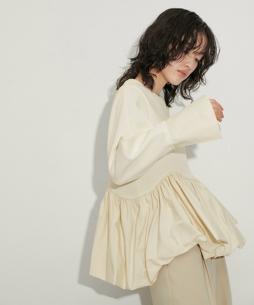 ADAM ET ROPE' FEMME バルーンタフタペプラムプルオーバー ADAM ET ROPE'（アダムエロペ）の「【サステナブル
