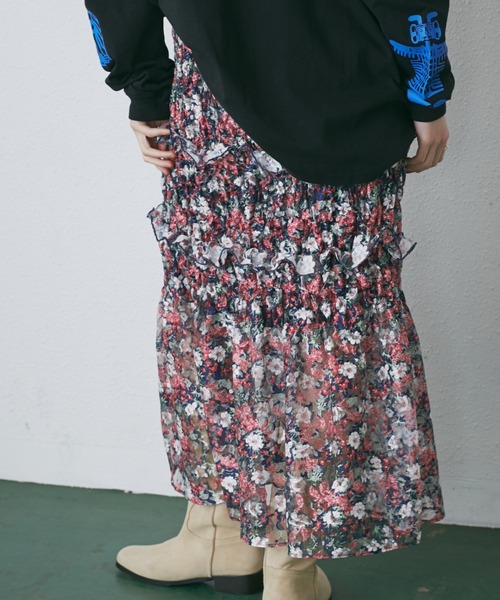 OKIRAKU（オキラク）の「(OKIRAKU×ROSE BUD)レースプリント チューブスカート（スカート・レディース・グリーン/ピンク・FREE）」の9枚目の写真