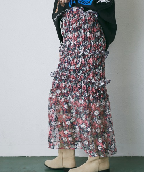 OKIRAKU（オキラク）の「(OKIRAKU×ROSE BUD)レースプリント チューブスカート（スカート・レディース・グリーン/ピンク・FREE）」の8枚目の写真