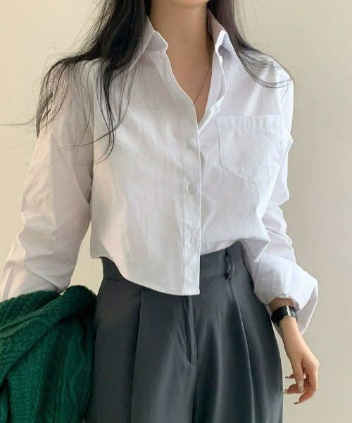 BEIDELLI（ベイデリー）の「[BELLIDE MADE] トゥデイポケットクロップシャツ（シャツ/ブラウス・レディース・ホワイト/スカイブルー/チャコールグレー/ベージュ/ピンク・FREE）」の8枚目の写真