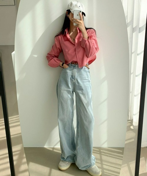 BEIDELLI（ベイデリー）の「[BELLIDE MADE] トゥデイポケットクロップシャツ（シャツ/ブラウス・レディース・ホワイト/スカイブルー/チャコールグレー/ベージュ/ピンク・FREE）」の14枚目の写真