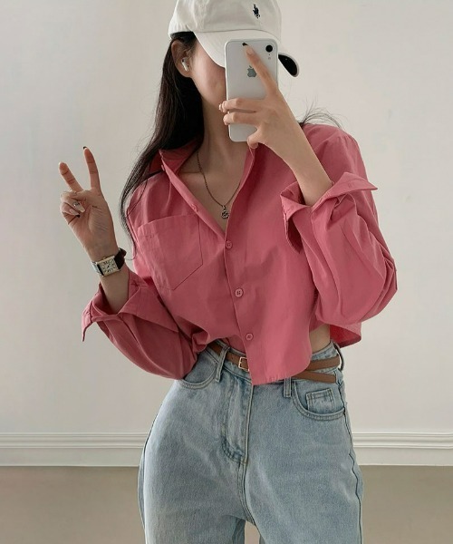 BEIDELLI（ベイデリー）の「[BELLIDE MADE] トゥデイポケットクロップシャツ（シャツ/ブラウス・レディース・ホワイト/スカイブルー/チャコールグレー/ベージュ/ピンク・FREE）」の12枚目の写真