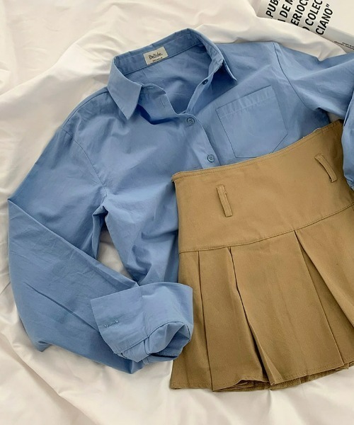 BEIDELLI（ベイデリー）の「[BELLIDE MADE] トゥデイポケットクロップシャツ（シャツ/ブラウス・レディース・ホワイト/スカイブルー/チャコールグレー/ベージュ/ピンク・FREE）」の7枚目の写真