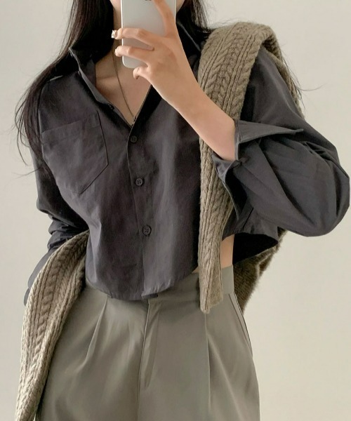 BEIDELLI（ベイデリー）の「[BELLIDE MADE] トゥデイポケットクロップシャツ（シャツ/ブラウス・レディース・ホワイト/スカイブルー/チャコールグレー/ベージュ/ピンク・FREE）」の18枚目の写真