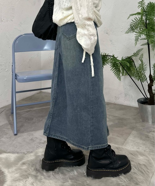 sedacle girl（セダクルガール）の「フロントスリットデニムスカート（デニムスカート・レディース・ブルー・SMALL/MEDIUM）」の3枚目の写真