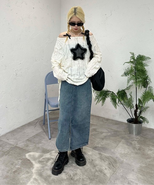 sedacle girl（セダクルガール）の「フロントスリットデニムスカート（デニムスカート・レディース・ブルー・SMALL/MEDIUM）」の5枚目の写真