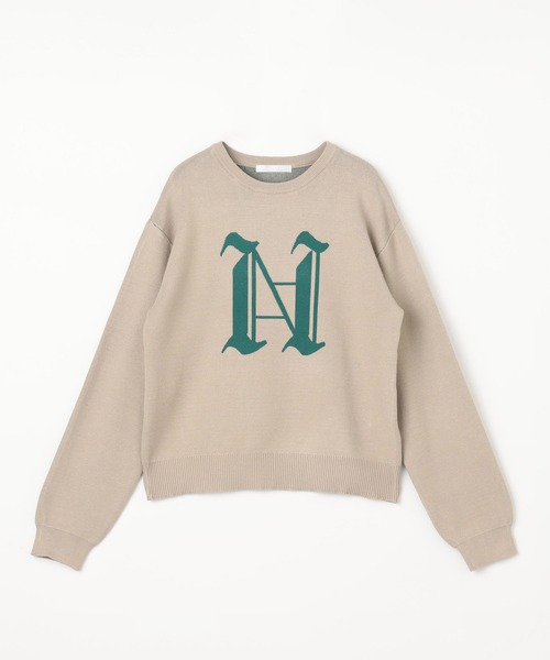 NICOLE white（ニコルホワイト）の「エンブレムニットプルオーバー（ニット/セーター・レディース・イエロー/ブラック/オフホワイト/グレー・FREE）」の5枚目の写真