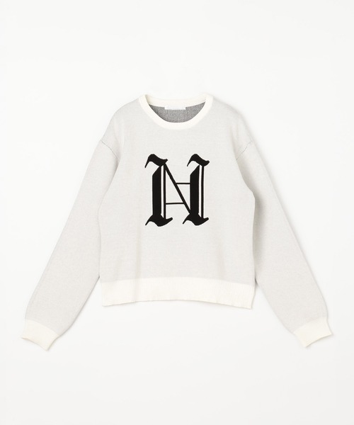 NICOLE white（ニコルホワイト）の「エンブレムニットプルオーバー（ニット/セーター・レディース・イエロー/ブラック/オフホワイト/グレー・FREE）」の7枚目の写真