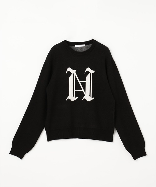 NICOLE white（ニコルホワイト）の「エンブレムニットプルオーバー（ニット/セーター・レディース・イエロー/ブラック/オフホワイト/グレー・FREE）」の8枚目の写真