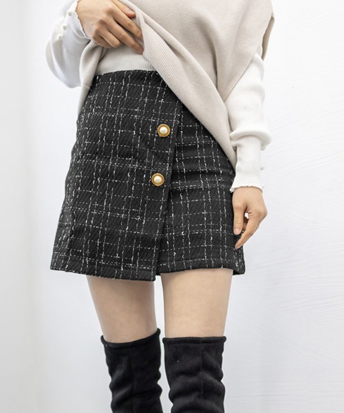 Miniministore(ミニミニストア)の「ツイード風スカート 韓国ミニスカート美脚(スカート・レディース・ブラック・S/M/L/XL)」の15枚目の写真