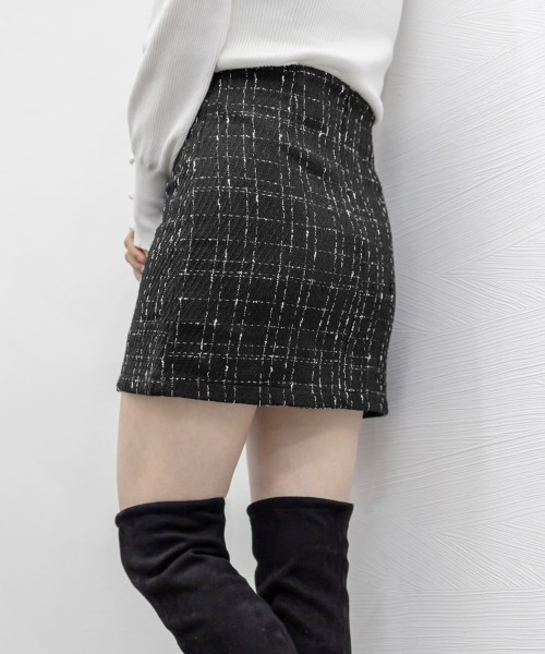 Miniministore(ミニミニストア)の「ツイード風スカート 韓国ミニスカート美脚(スカート・レディース・ブラック・S/M/L/XL)」の2枚目の写真