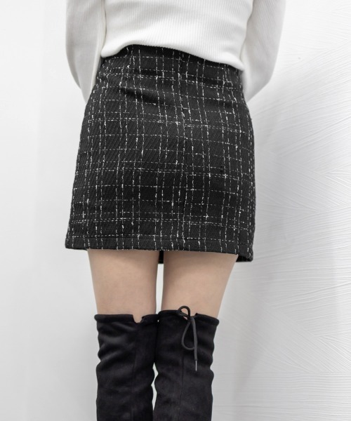 Miniministore(ミニミニストア)の「ツイード風スカート 韓国ミニスカート美脚(スカート・レディース・ブラック・S/M/L/XL)」の18枚目の写真