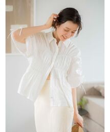Ungrid | ギャザーデザインハーフスリーブシャツ(シャツ/ブラウス)