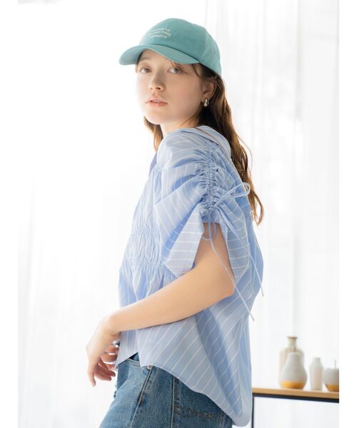 Ungrid（アングリッド）の「ギャザーデザインハーフスリーブシャツ（シャツ/ブラウス・レディース・その他1/グリーン/イエロー/オフホワイト・FREE）」の11枚目の写真