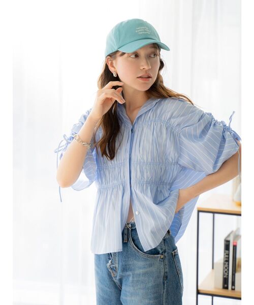 Ungrid（アングリッド）の「ギャザーデザインハーフスリーブシャツ（シャツ/ブラウス・レディース・その他1/グリーン/イエロー/オフホワイト・FREE）」の12枚目の写真