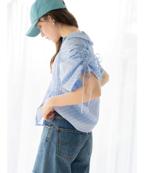 Ungrid（アングリッド）の「ギャザーデザインハーフスリーブシャツ（シャツ/ブラウス・レディース・その他1/グリーン/イエロー/オフホワイト・FREE）」の13枚目の写真