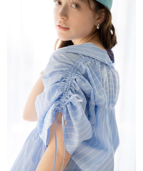 Ungrid（アングリッド）の「ギャザーデザインハーフスリーブシャツ（シャツ/ブラウス・レディース・その他1/グリーン/イエロー/オフホワイト・FREE）」の15枚目の写真