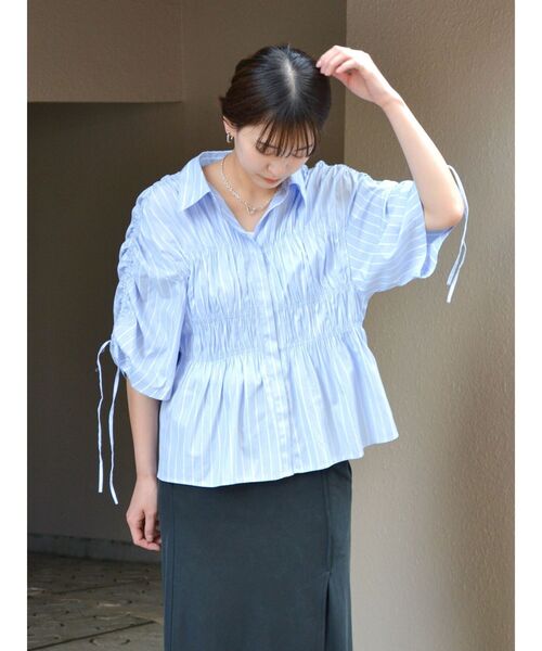 Ungrid（アングリッド）の「ギャザーデザインハーフスリーブシャツ（シャツ/ブラウス・レディース・その他1/グリーン/イエロー/オフホワイト・FREE）」の21枚目の写真