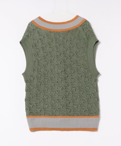 DOUBLE NAME（ダブルネーム）の「チルデンニットベスト（ベスト・レディース・グリーン/ブルー/オフホワイト・FREE）」の19枚目の写真