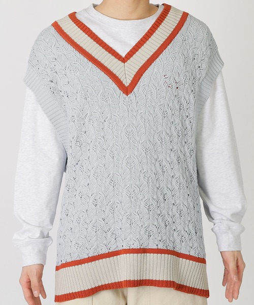 DOUBLE NAME（ダブルネーム）の「チルデンニットベスト（ベスト・レディース・グリーン/ブルー/オフホワイト・FREE）」の10枚目の写真