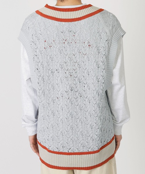 DOUBLE NAME（ダブルネーム）の「チルデンニットベスト（ベスト・レディース・グリーン/ブルー/オフホワイト・FREE）」の11枚目の写真