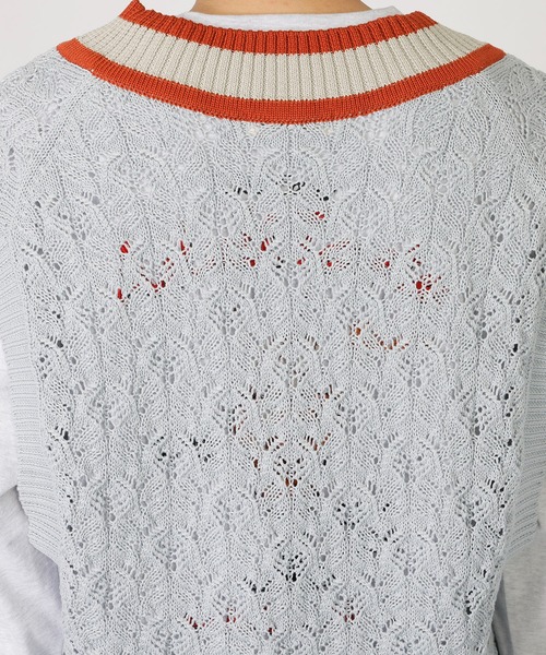 DOUBLE NAME（ダブルネーム）の「チルデンニットベスト（ベスト・レディース・グリーン/ブルー/オフホワイト・FREE）」の12枚目の写真