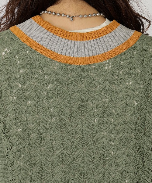 DOUBLE NAME（ダブルネーム）の「チルデンニットベスト（ベスト・レディース・グリーン/ブルー/オフホワイト・FREE）」の18枚目の写真