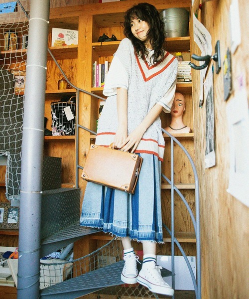 DOUBLE NAME（ダブルネーム）の「チルデンニットベスト（ベスト・レディース・グリーン/ブルー/オフホワイト・FREE）」の21枚目の写真