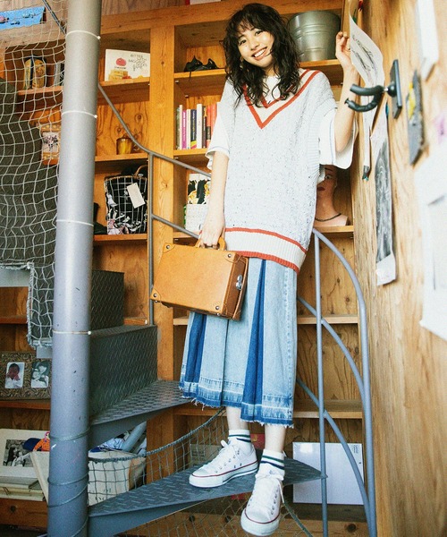 DOUBLE NAME（ダブルネーム）の「チルデンニットベスト（ベスト・レディース・グリーン/ブルー/オフホワイト・FREE）」の22枚目の写真